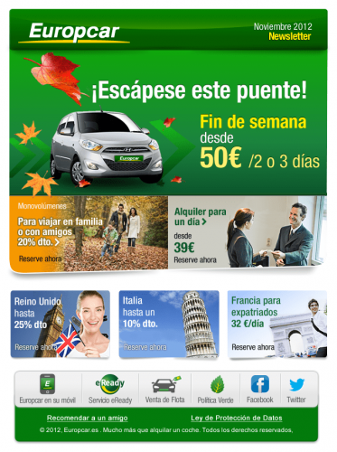 conceptualización creativa para campañas de banners & emailings y comunicación digital para Europcar