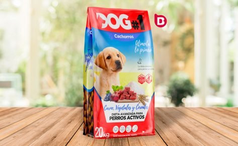 Graphic design of the Dog#1 dog food product line