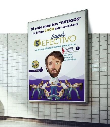 Cartel anuncio para Metro de madrid Super efectivo