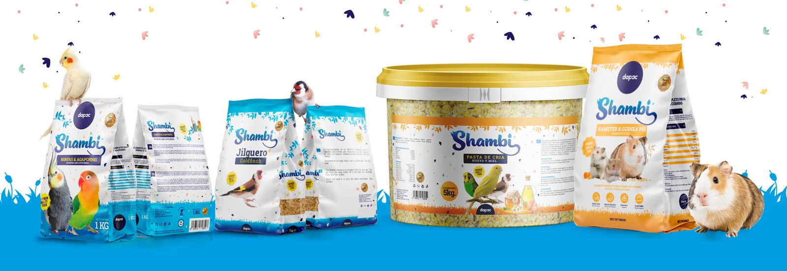 familia de productos shambi etiquetas